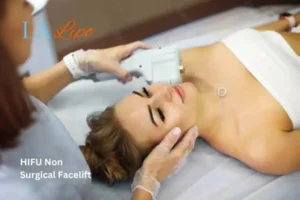 Woman having Hi-Fu to reduce wrinkles West Kensington.
